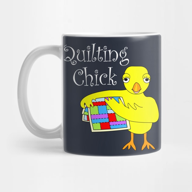 Quilting Chick White Text by Barthol Graphics